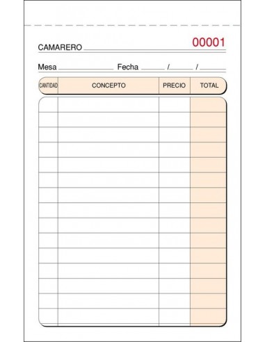 PACK 10 TALONARIO CAMARERO DUPLICADO...